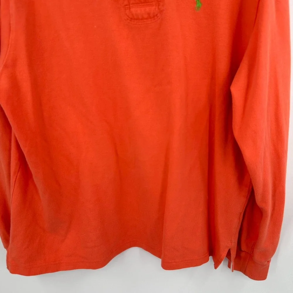 Polo Ralph Lauren Shirt Mens Large Orange Pony Logo Classic Elbow Patch Collared